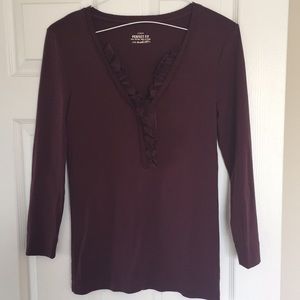 J. Crew Perfect Fit ruffle 3/4 sleeve top